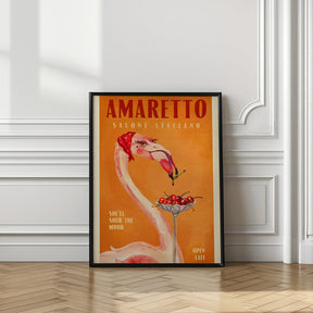 Amaretto Flamingo Art Deco Italian Cafe Travel Art Poster - Corkframes.com