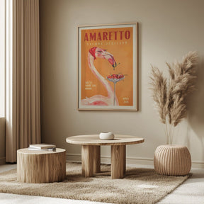 Amaretto Flamingo Art Deco Italian Cafe Travel Art Poster - Corkframes.com