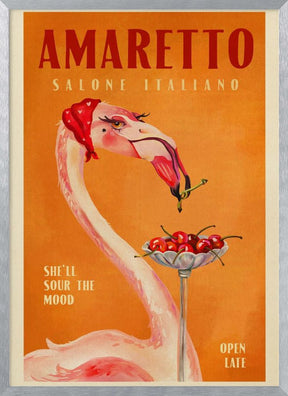 Amaretto Flamingo Art Deco Italian Cafe Travel Art Poster - Corkframes.com