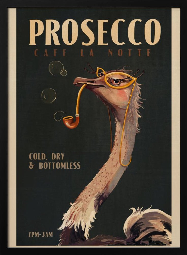 Art Deco Prosecco Wall Art Of An Ostrich Poster - Corkframes.com