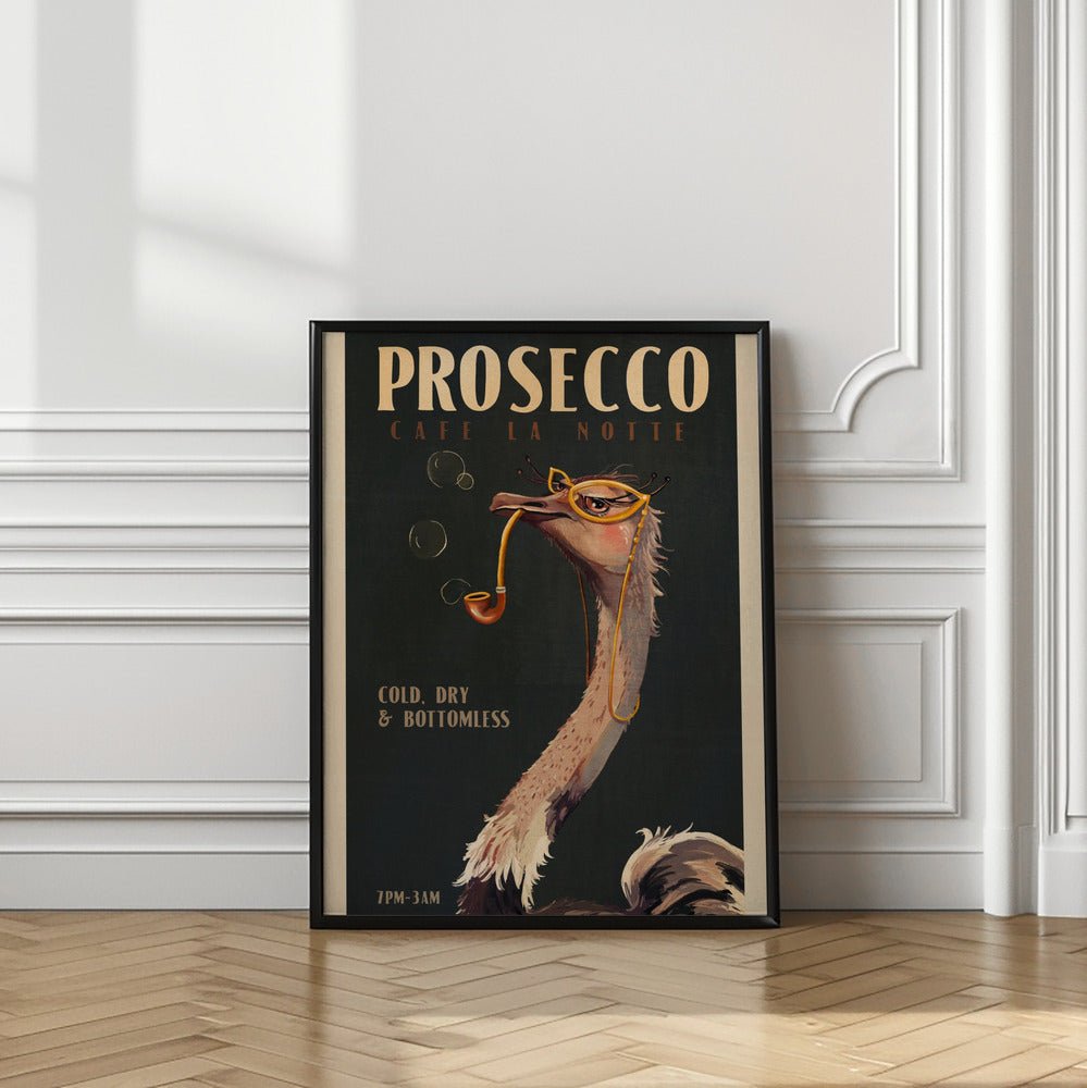 Art Deco Prosecco Wall Art Of An Ostrich Poster - Corkframes.com