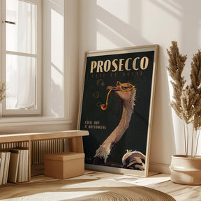 Art Deco Prosecco Wall Art Of An Ostrich Poster - Corkframes.com