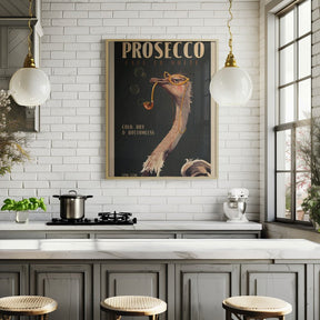 Art Deco Prosecco Wall Art Of An Ostrich Poster - Corkframes.com