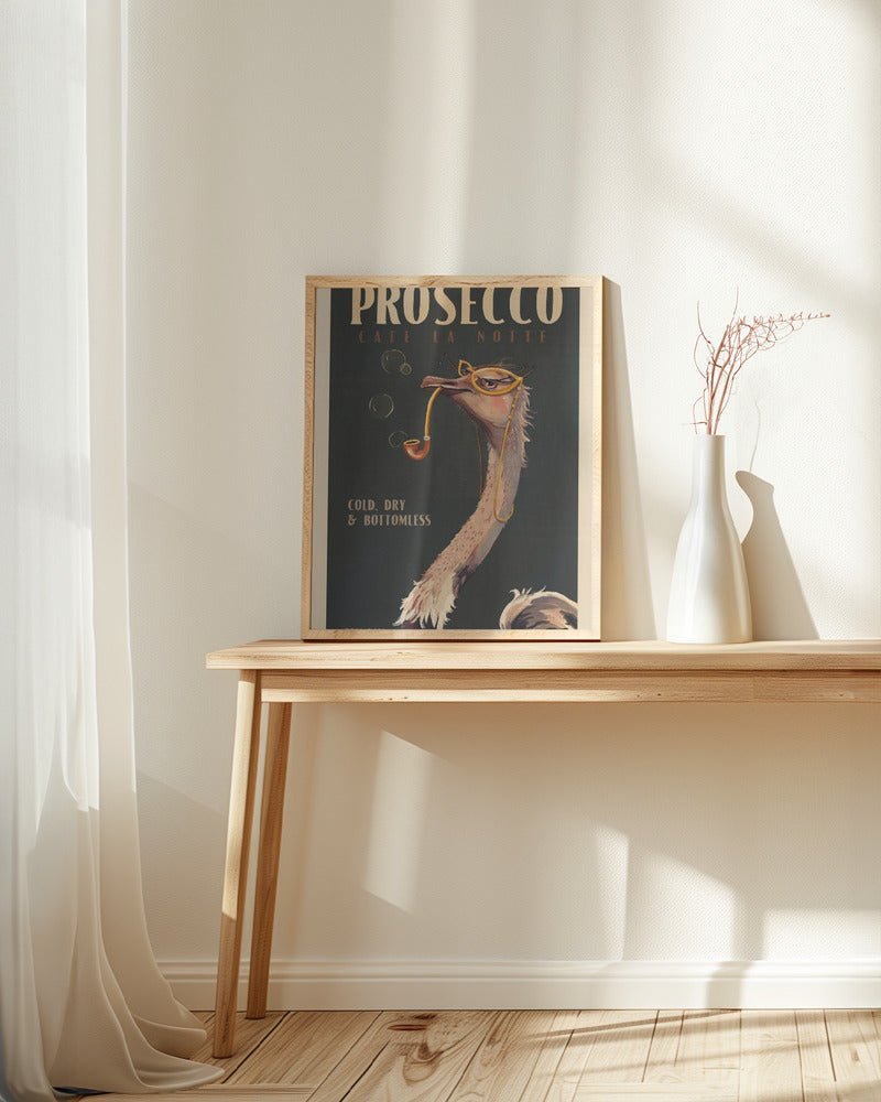 Art Deco Prosecco Wall Art Of An Ostrich Poster - Corkframes.com