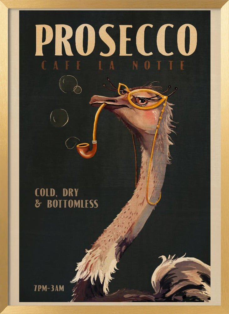 Art Deco Prosecco Wall Art Of An Ostrich Poster - Corkframes.com