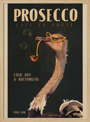 Art Deco Prosecco Wall Art Of An Ostrich Poster - Corkframes.com