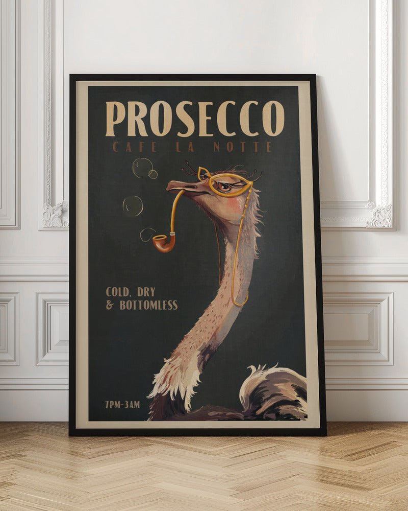 Art Deco Prosecco Wall Art Of An Ostrich Poster - Corkframes.com