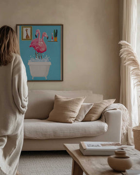 Flamingos In Bath Poster