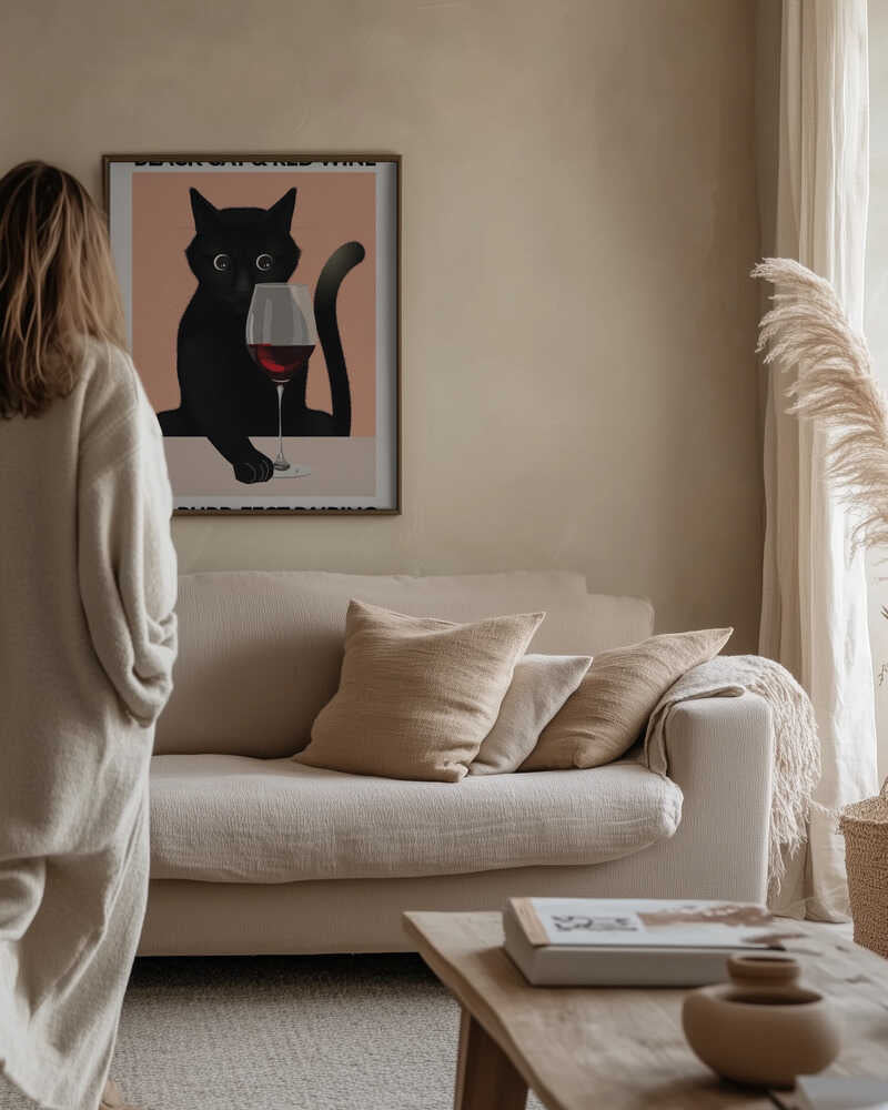 A4 Cat & Wine Purr Fect 01.png Poster