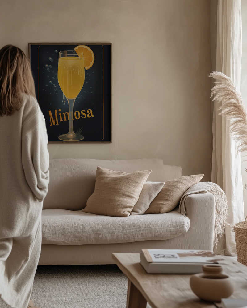 Vibrant Illustration Of A Mimosa Cocktail Poster