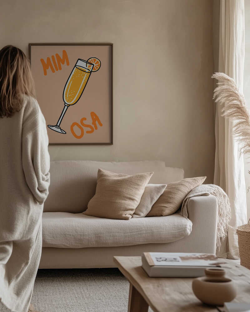 Illustration Of A Mimosa Cocktail Poster