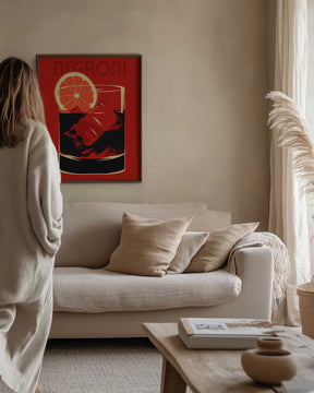 Stylized Negroni Cocktail Poster