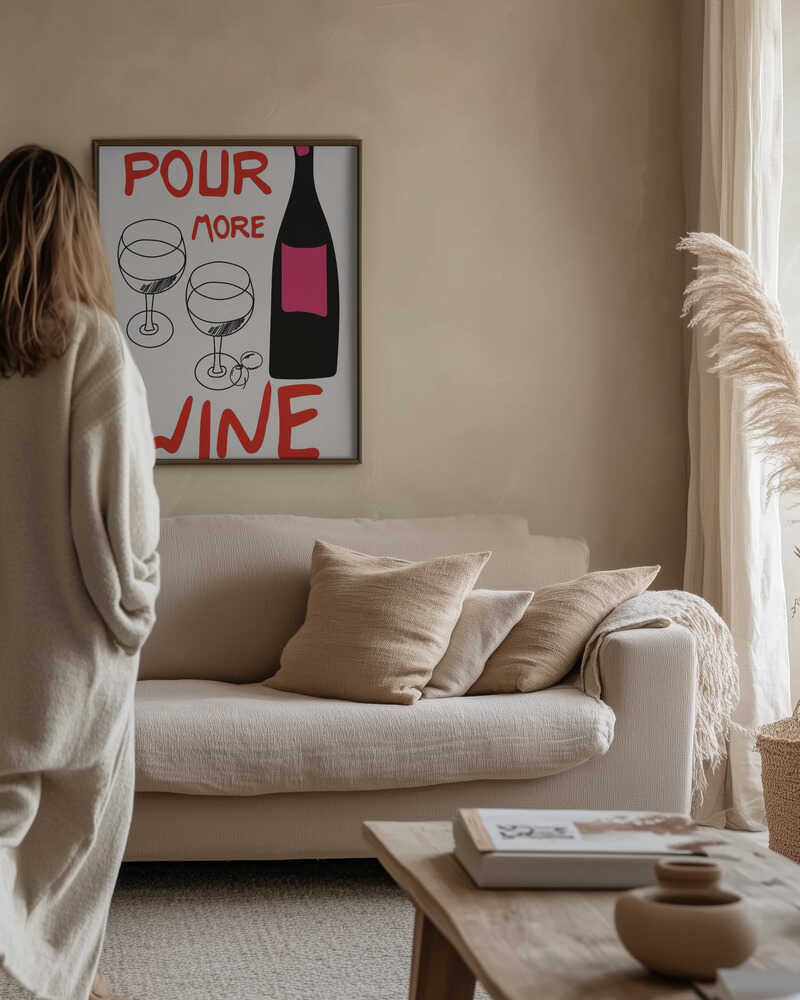A4 Pour More Wine Pink 01.png Poster