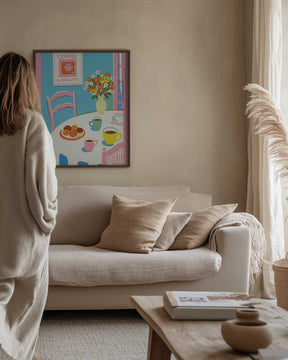 A2 Coffee and Flowers On Table 01.png Poster