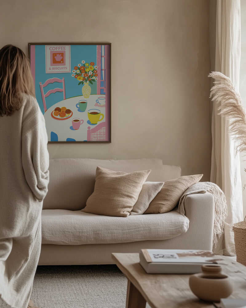 A2 Coffee and Flowers On Table 01.png Poster