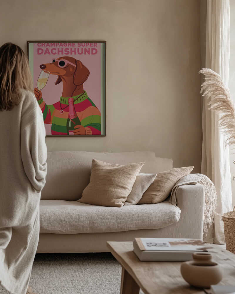 A3 Champagne Super Dachshund 01.png Poster