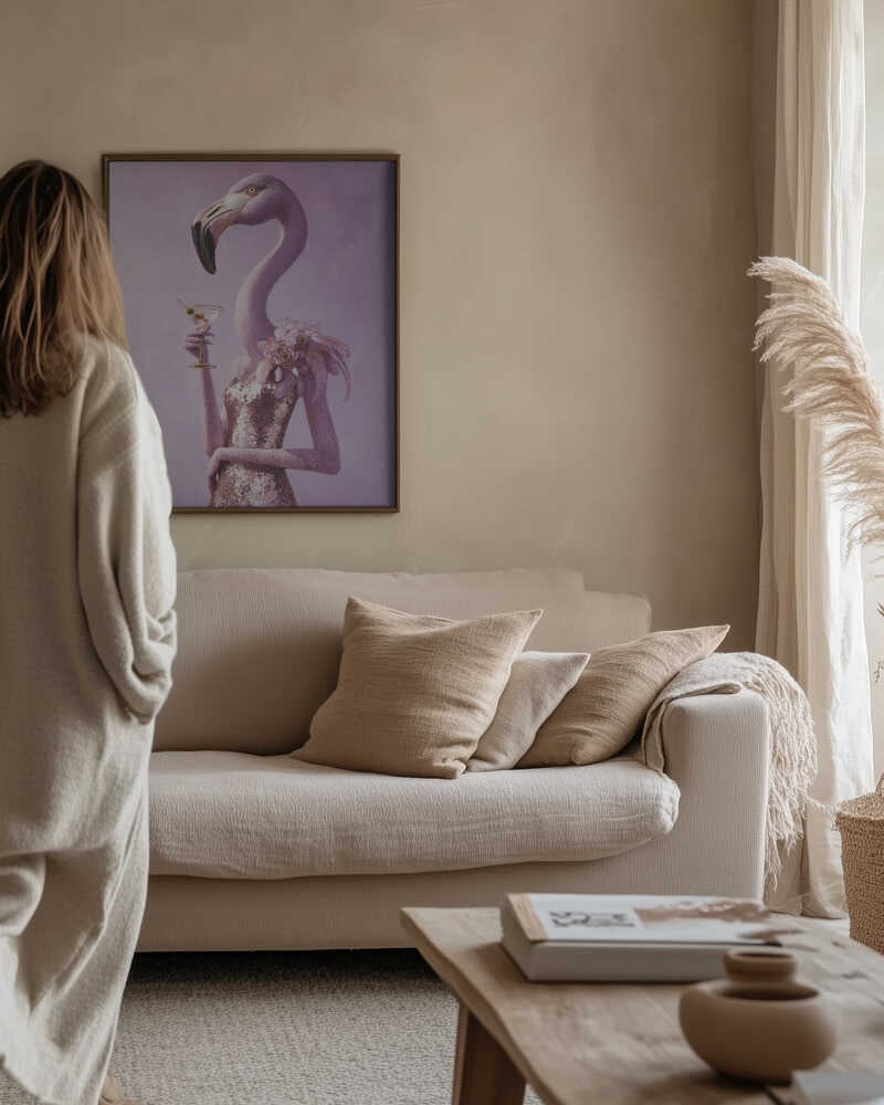 Flamingo In Cocktail Dress Poster