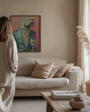 Parrot In Emerald Green Blazer Poster