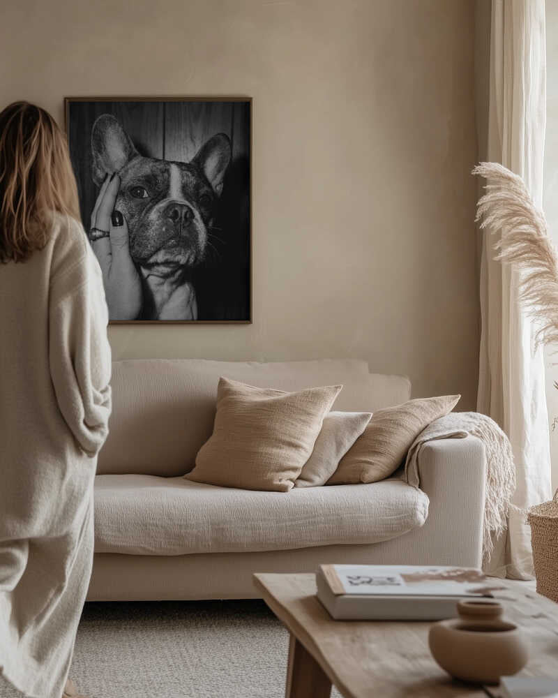 Petting a Frenchie Poster
