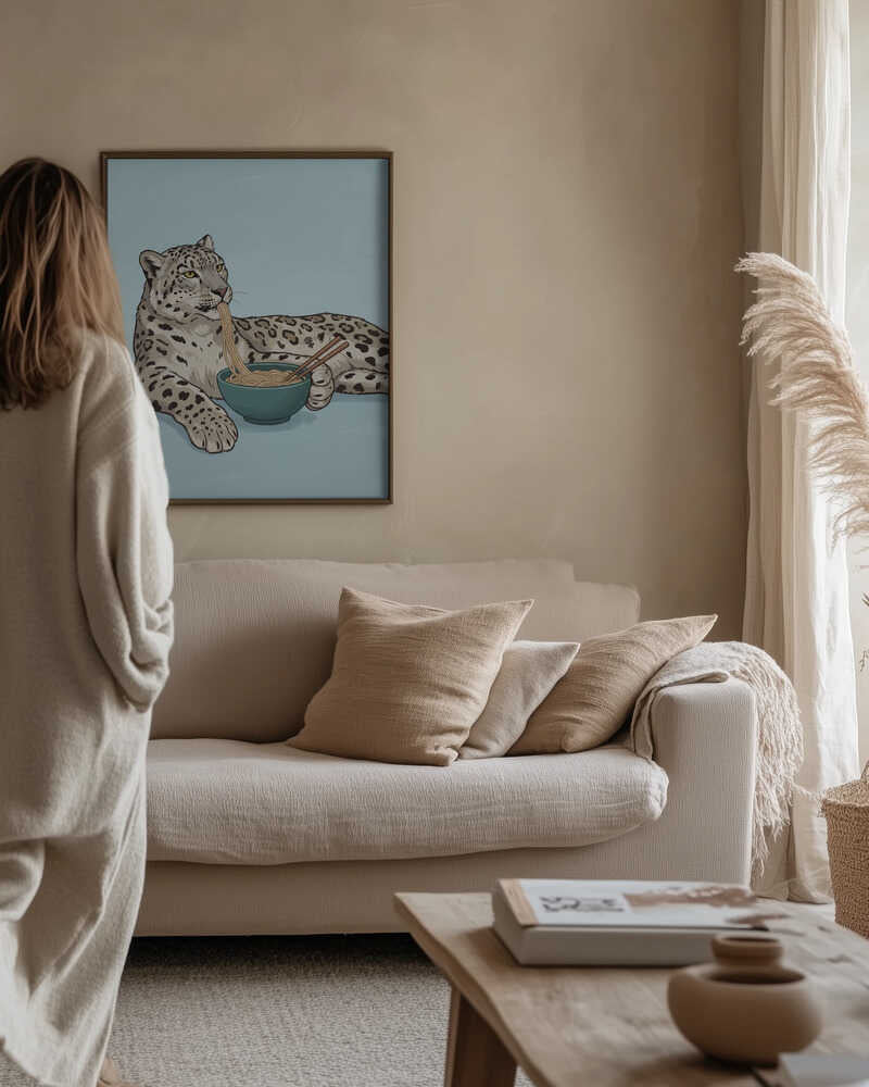 Noodle Snow Leopard Poster