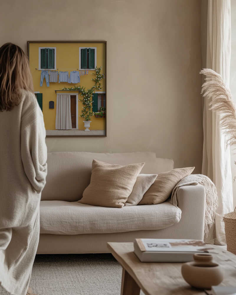 Yellow House Laundry Day Poster