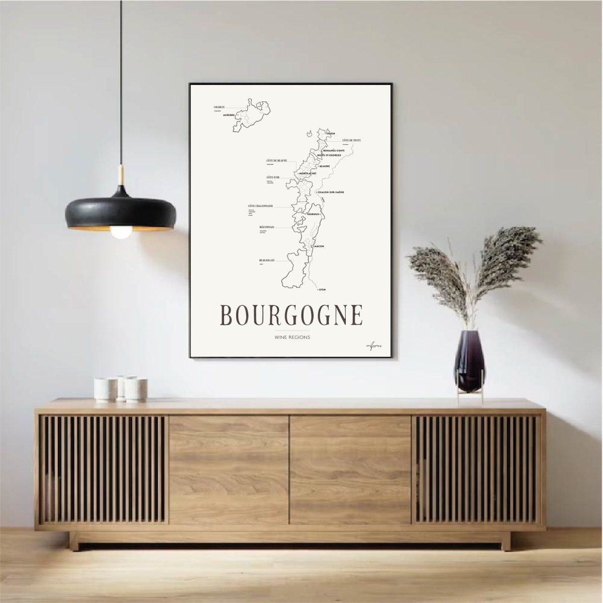 Bourgogne Wine Region Map - Corkframes.com