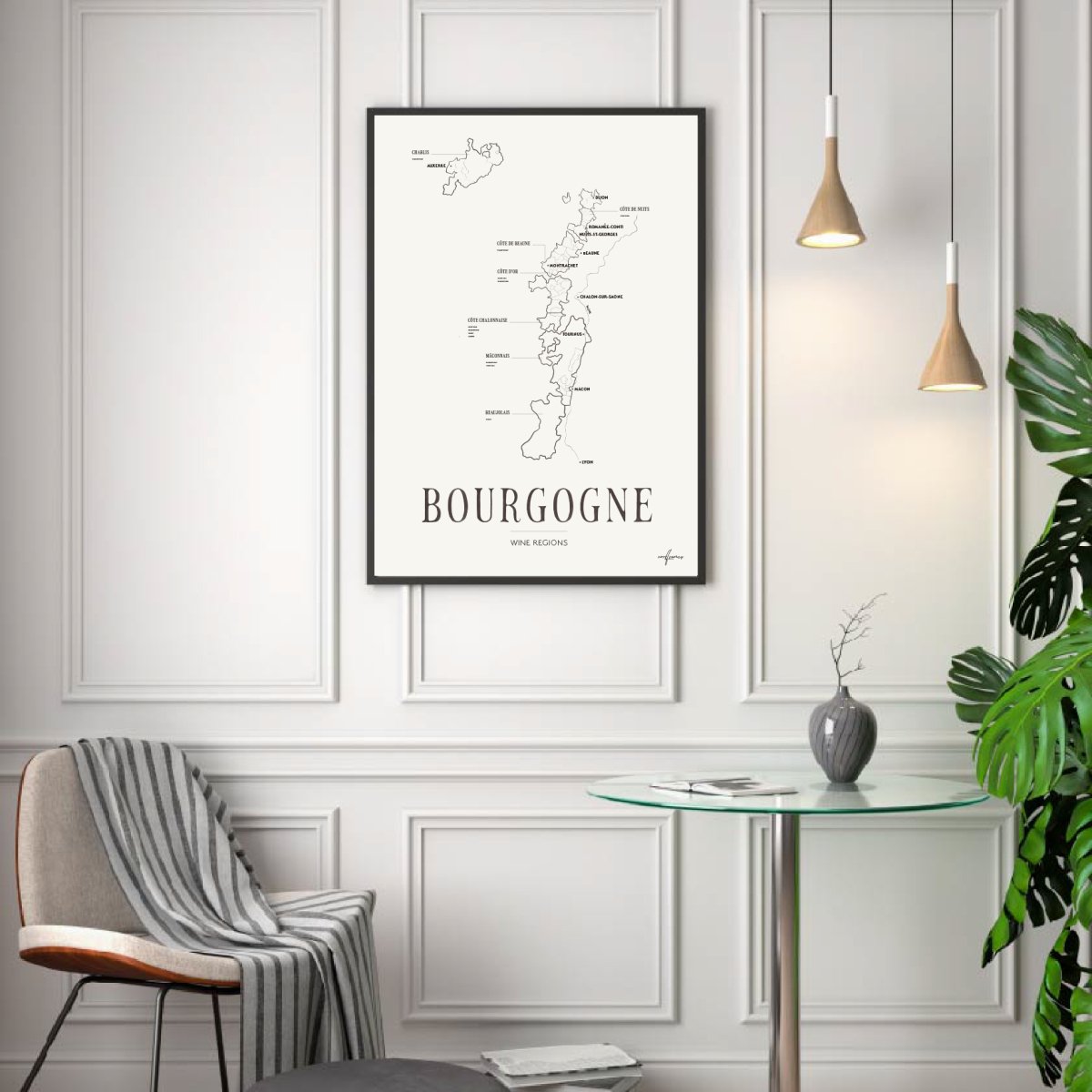 Bourgogne Wine Region Map - Corkframes.com