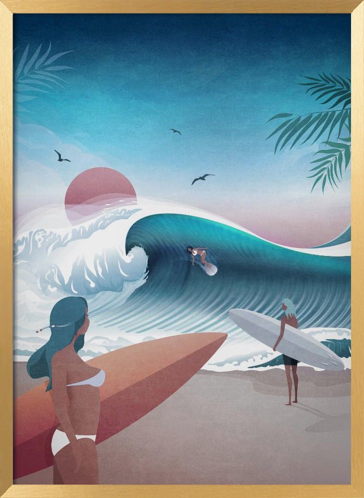 California Beach Illustration Poster - Corkframes.com