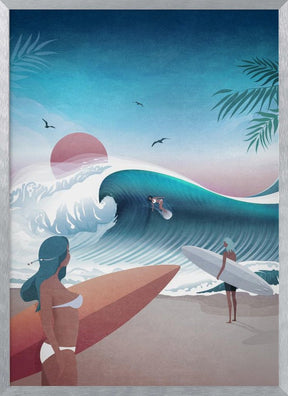 California Beach Illustration Poster - Corkframes.com