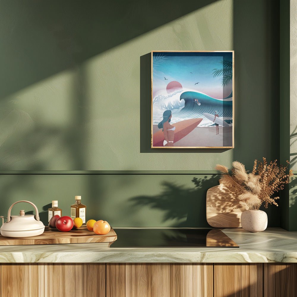 California Beach Illustration Poster - Corkframes.com