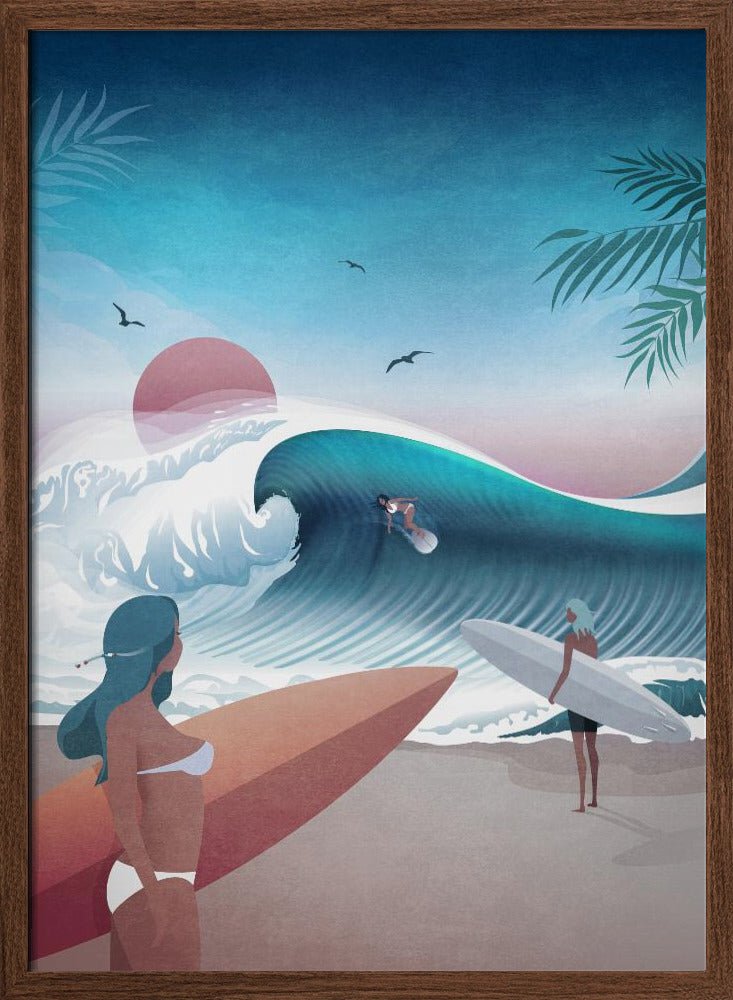 California Beach Illustration Poster - Corkframes.com