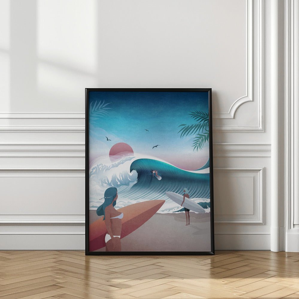 California Beach Illustration Poster - Corkframes.com