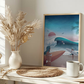 California Beach Illustration Poster - Corkframes.com