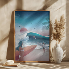 California Beach Illustration Poster - Corkframes.com