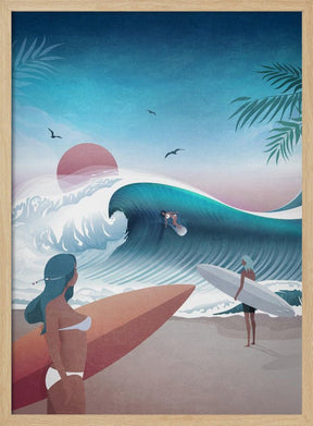 California Beach Illustration Poster - Corkframes.com