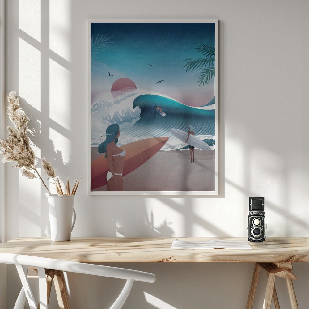 California Beach Illustration Poster - Corkframes.com