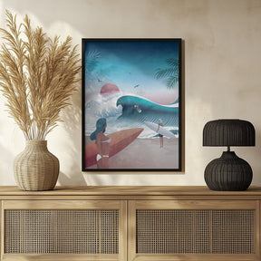 California Beach Illustration Poster - Corkframes.com