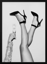 Champagne legs Black and White Poster - Corkframes.com