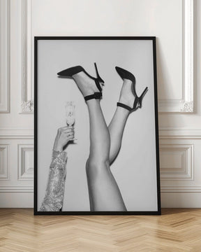 Champagne legs Black and White Poster - Corkframes.com