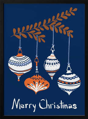 Cheerful little Christmas Baubles Blue Poster - Corkframes.com