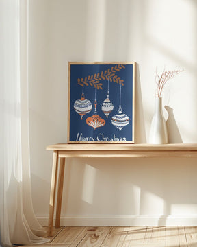 Cheerful little Christmas Baubles Blue Poster - Corkframes.com