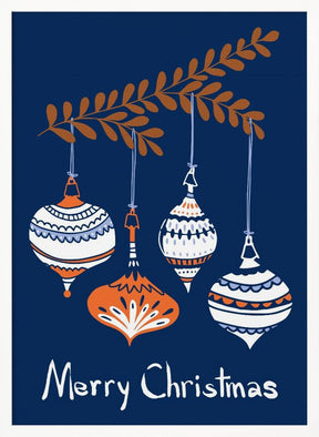 Cheerful little Christmas Baubles Blue Poster - Corkframes.com