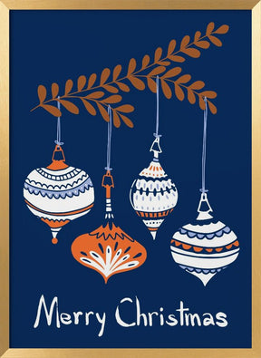 Cheerful little Christmas Baubles Blue Poster - Corkframes.com