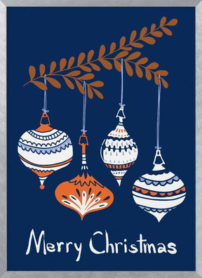 Cheerful little Christmas Baubles Blue Poster - Corkframes.com