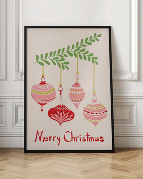 Cheerful Little Christmas Baubles Poster - Corkframes.com