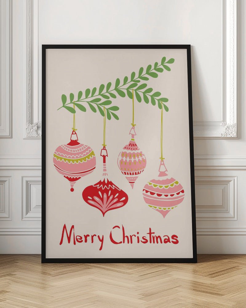 Cheerful Little Christmas Baubles Poster - Corkframes.com