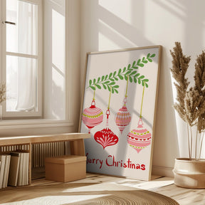 Cheerful Little Christmas Baubles Poster - Corkframes.com