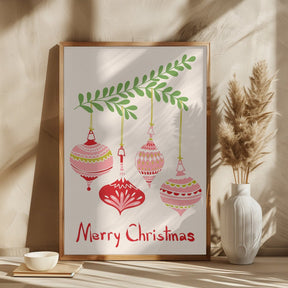 Cheerful Little Christmas Baubles Poster - Corkframes.com