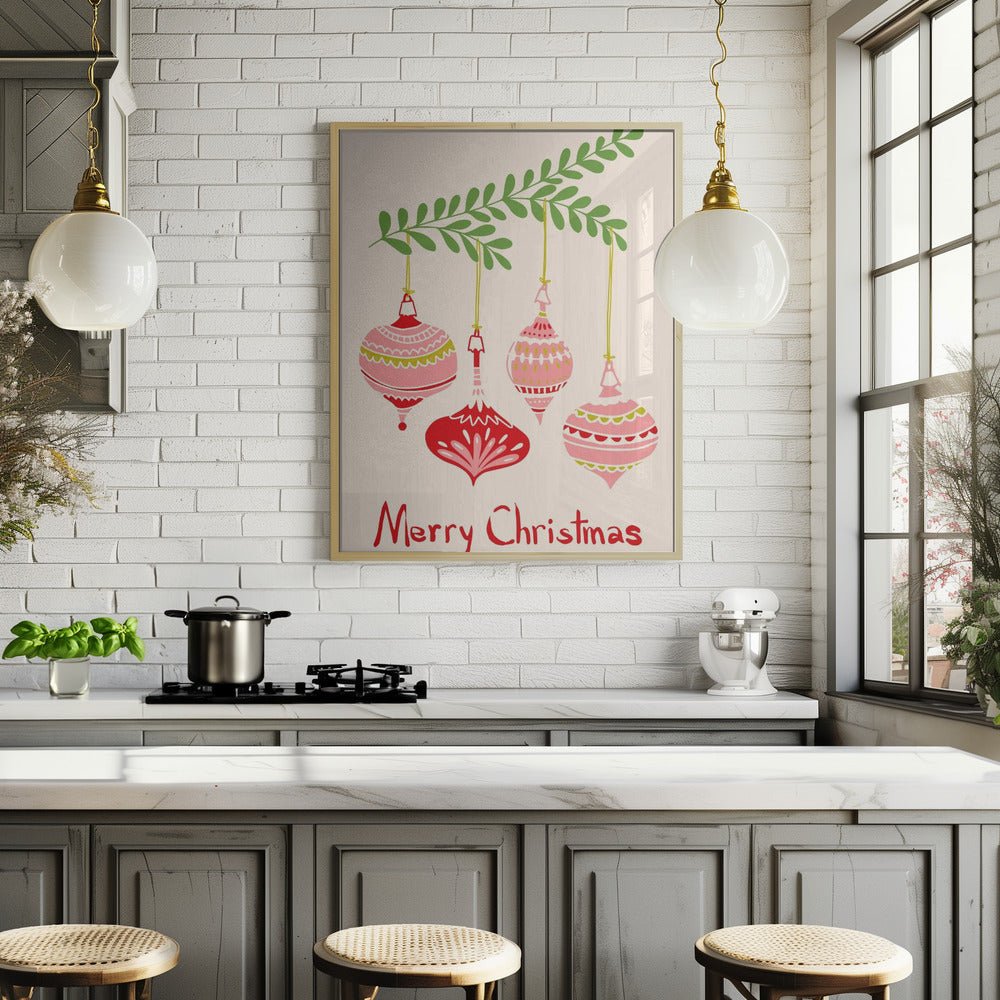 Cheerful Little Christmas Baubles Poster - Corkframes.com