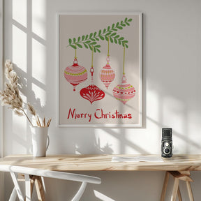 Cheerful Little Christmas Baubles Poster - Corkframes.com